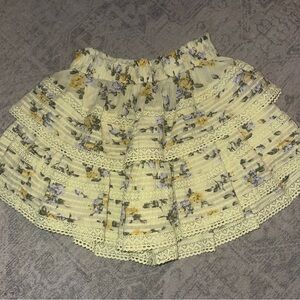Aerie Yellow Bubble Mini Skirt with Tiered Ruffles